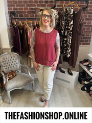 Abbie wine ladder hem top 10-16
