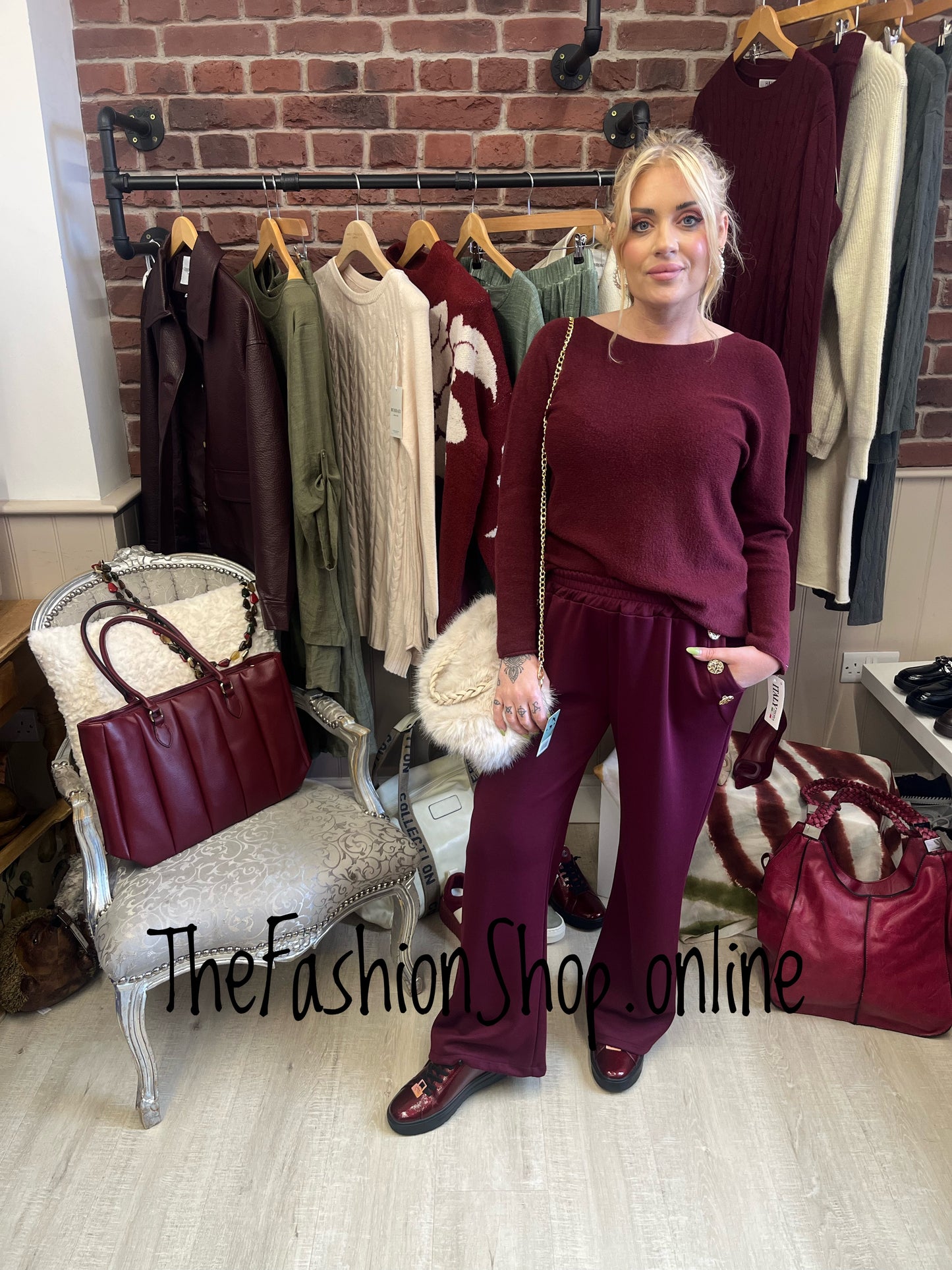 Ashley wine wool mix jumper 8-16