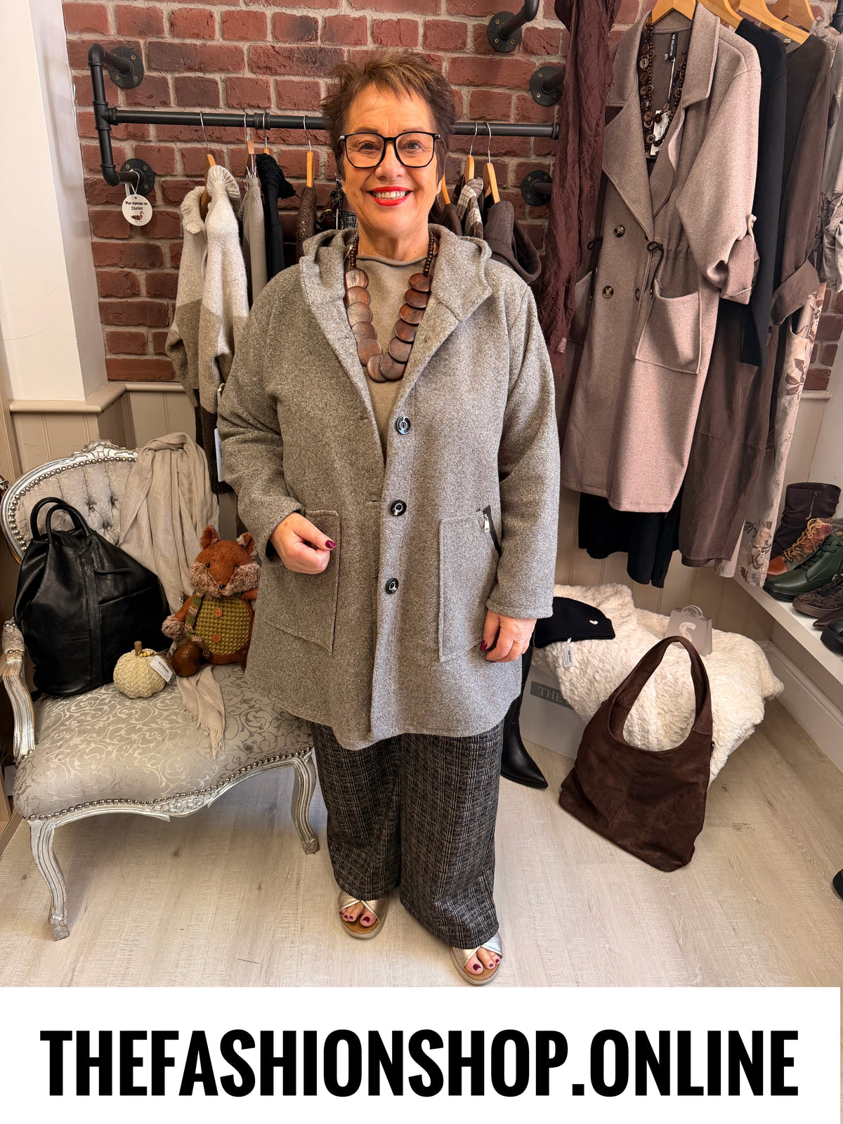 Dora oatmeal taupe hooded coat 16-22