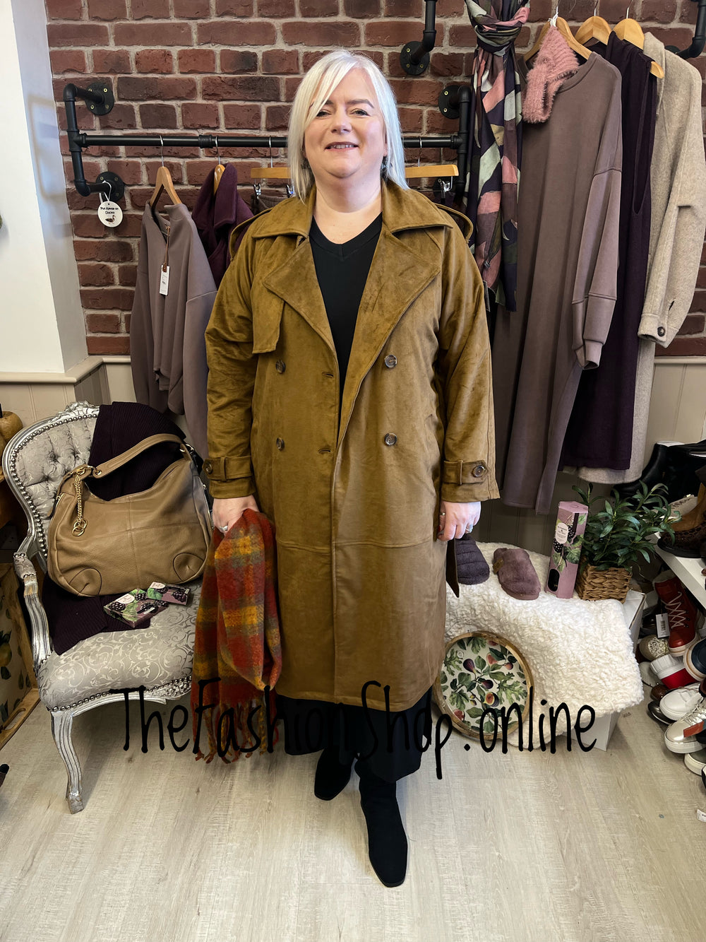 Jessica Faux Suede Trench Coat sizes 12-18