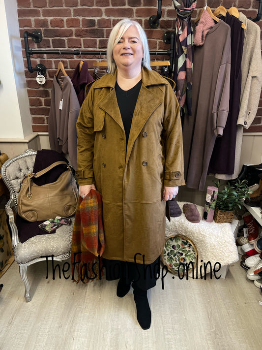 Jessica Faux Suede Trench Coat sizes 12-18