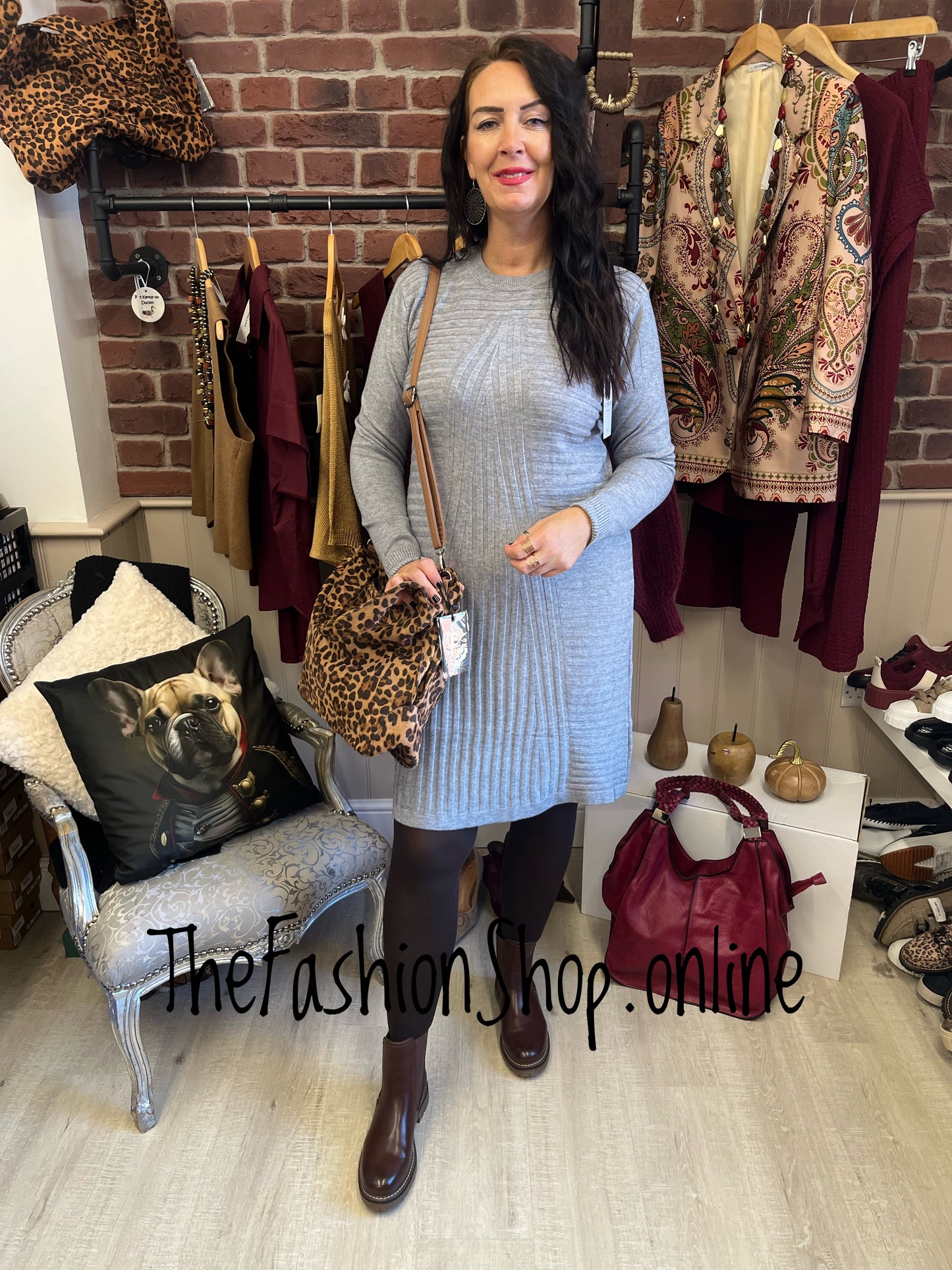 Janine grey cashmere mix jumper dress 12-16