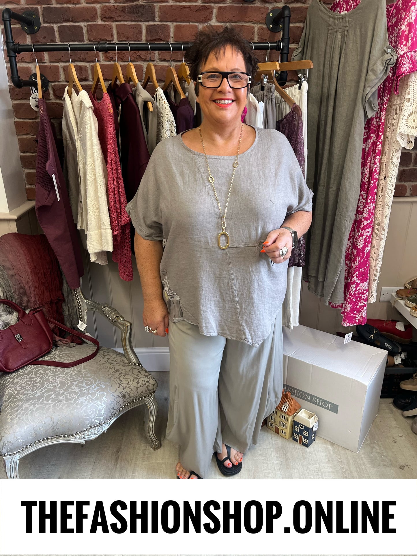 Monica mocha linen mix top 14-20