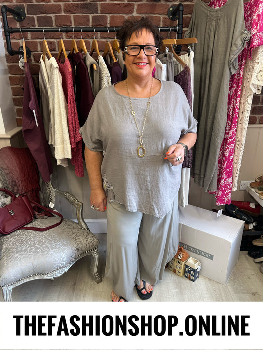 Monica mocha linen mix top 14-20