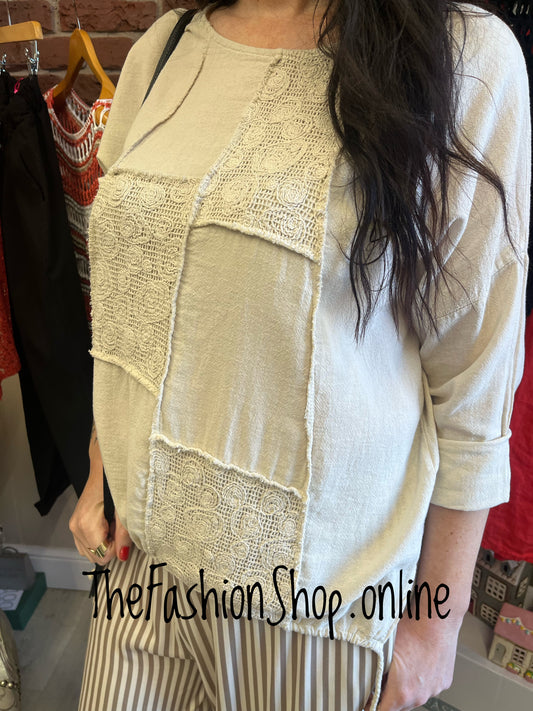 Amy beige cotton top 12-18