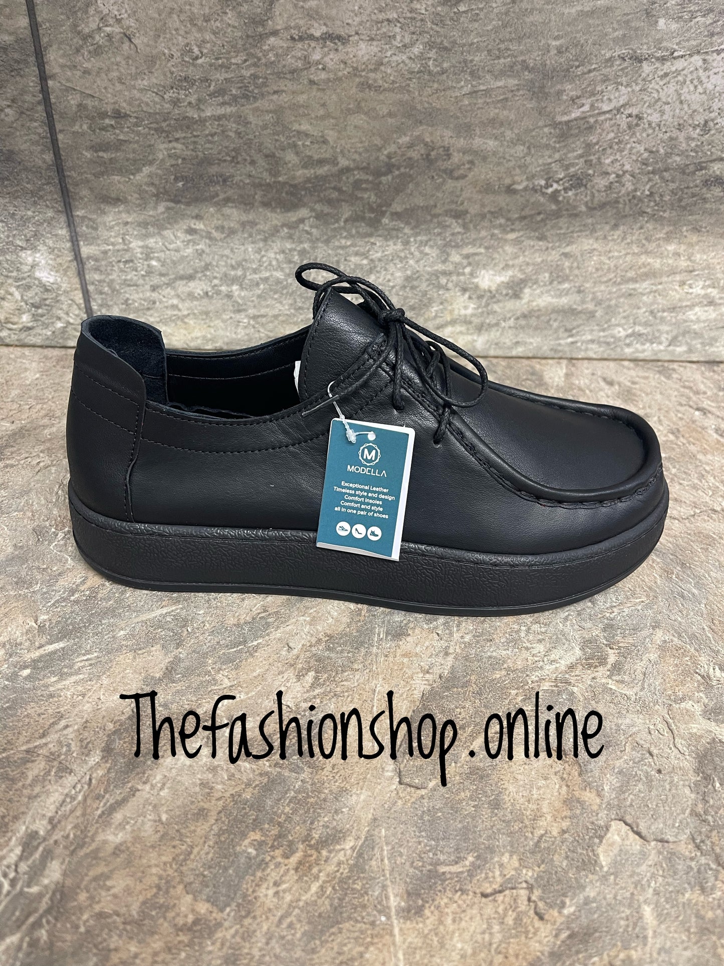 Modella Camden black leather shoes sizes 4-8 (37-41)