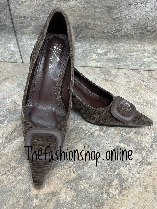 Keely brown heeled buckle shoes sizes 3-8 (36-41)
