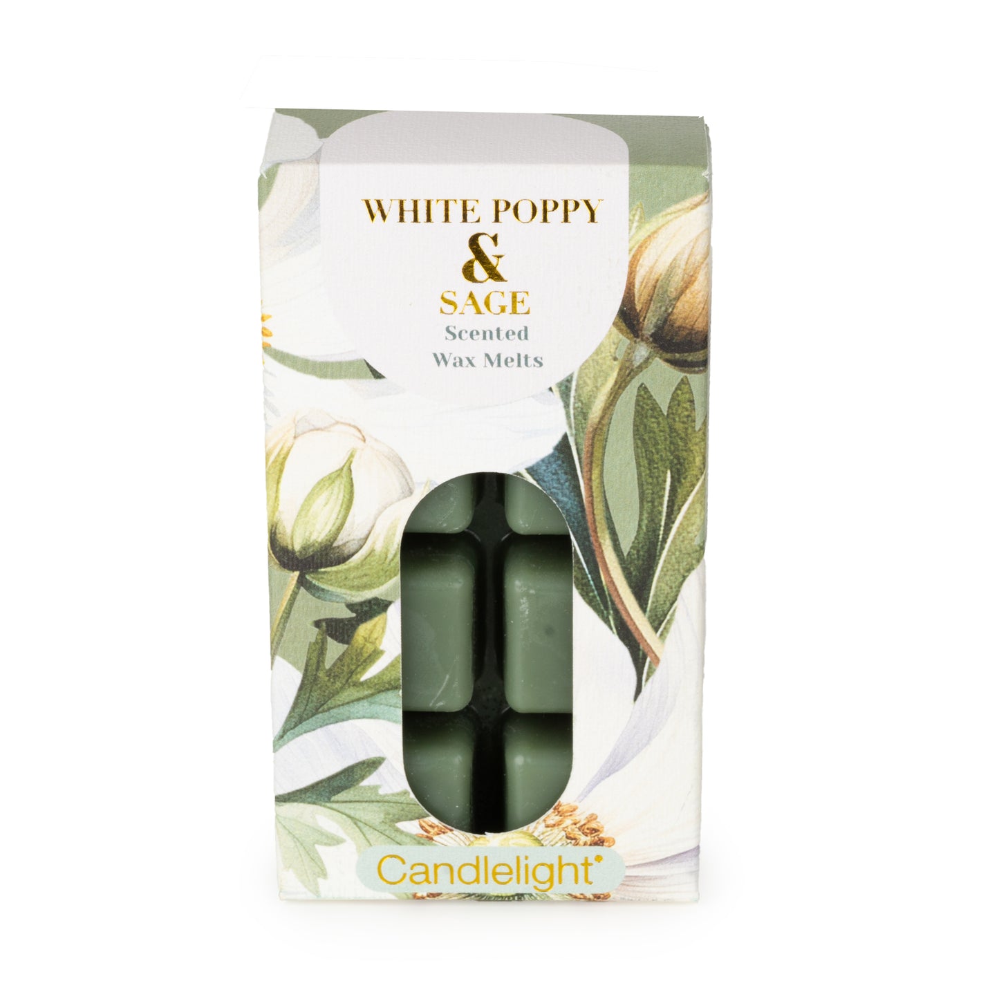 Candlelight Pack of 8 wax Melts White Poppy and Sage