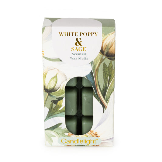 Candlelight Pack of 8 wax Melts White Poppy and Sage
