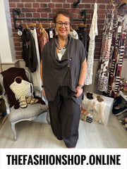 Marlene brown linen mix drape jacket 14-22