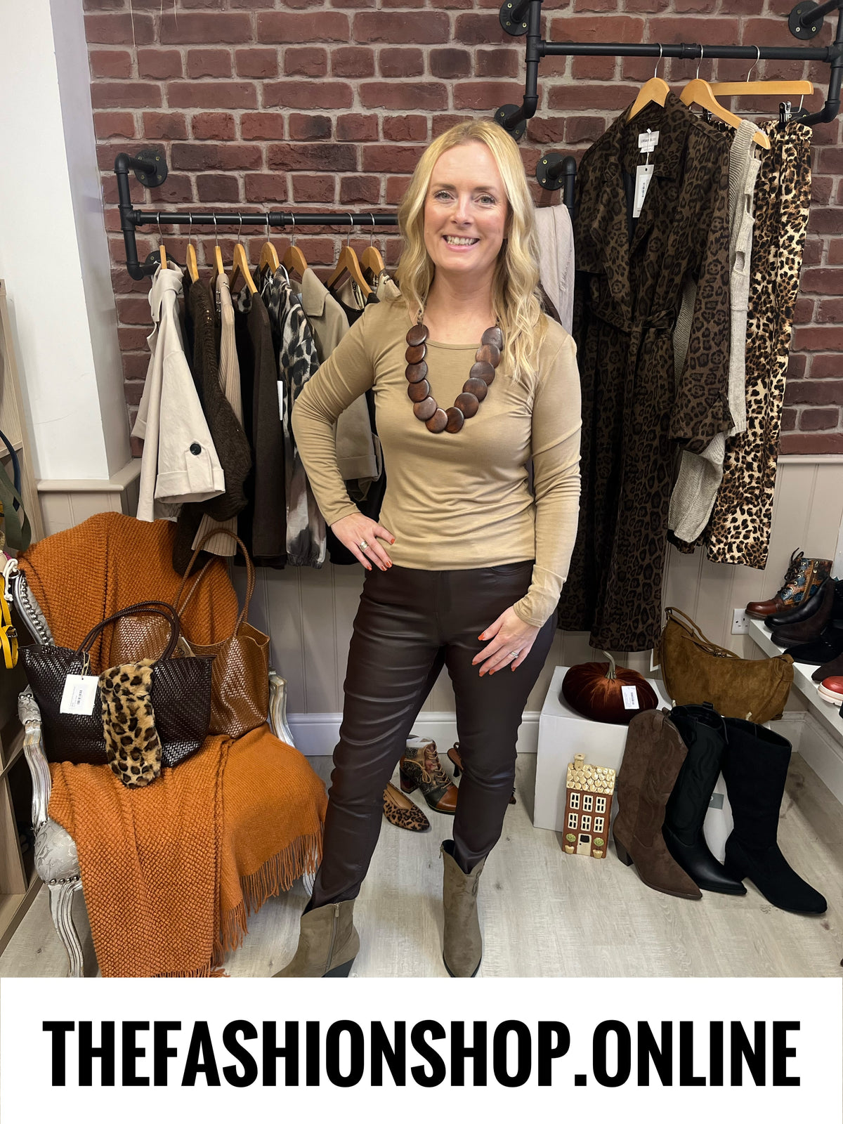 Winnie camel long sleeve layering top 10-16