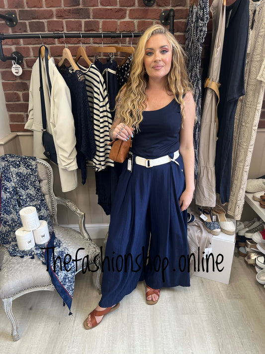 Madelaine navy trousers with belt 8-14