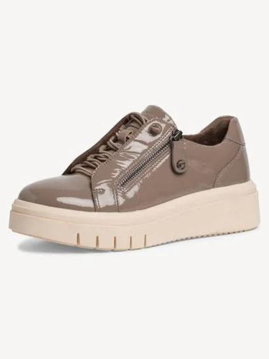 Tamaris leather taupe patent comfort trainers sizes 4-9