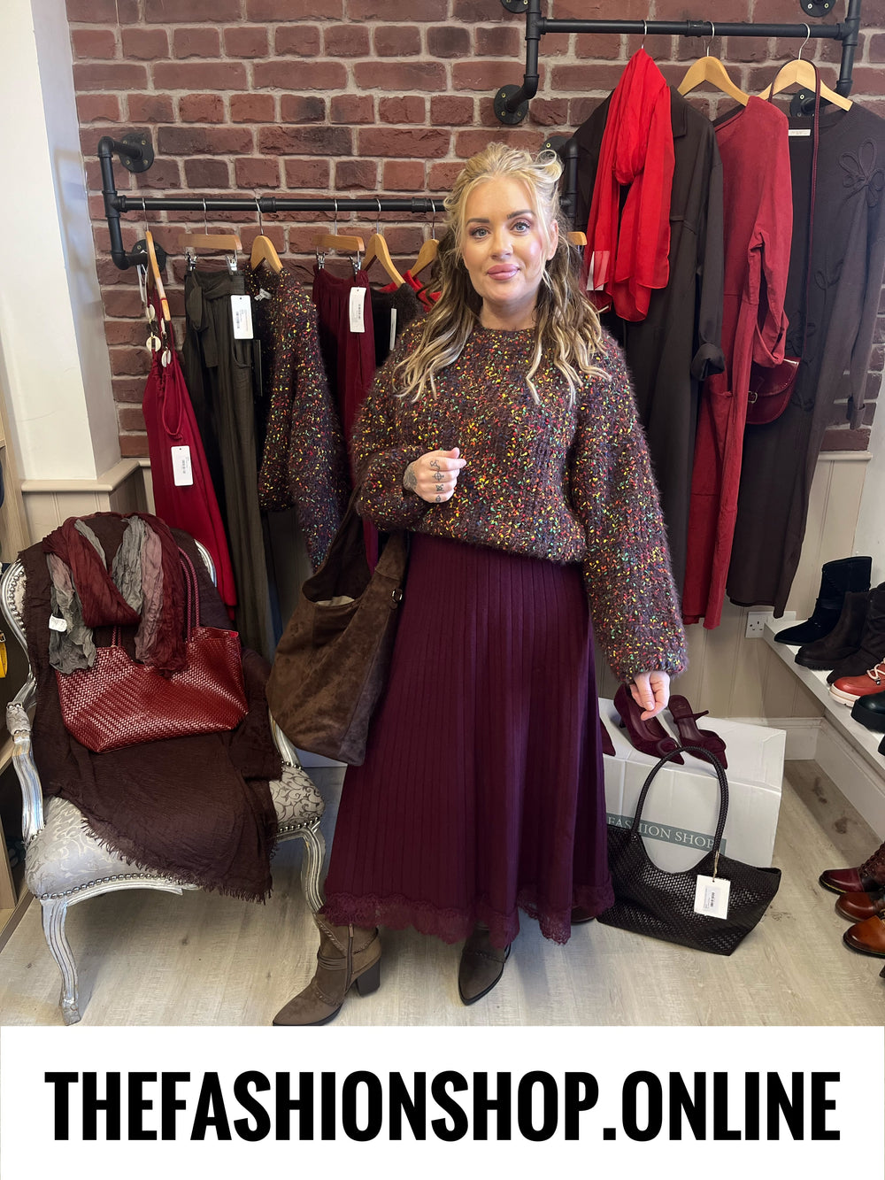 Eden brown speckled jumper 8-10 and 12-14