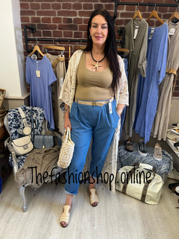 Annie denim blue trousers with belt 10-18