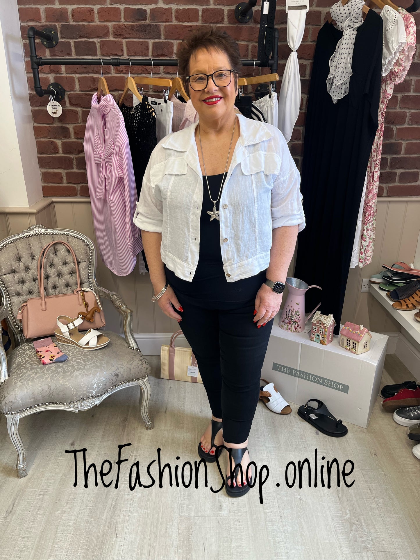 Eliza white linen jacket 12-18