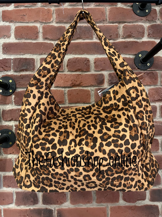 Kelly Leopard Print Bag in Camel