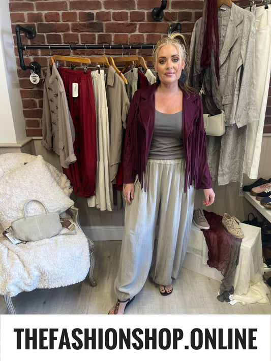 Misty wine faux suede tassel jacket 8-12