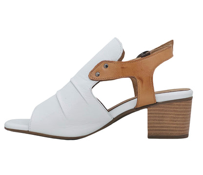 Modella Catherine white and tan leather sandals sizes 4-8 (37-41)