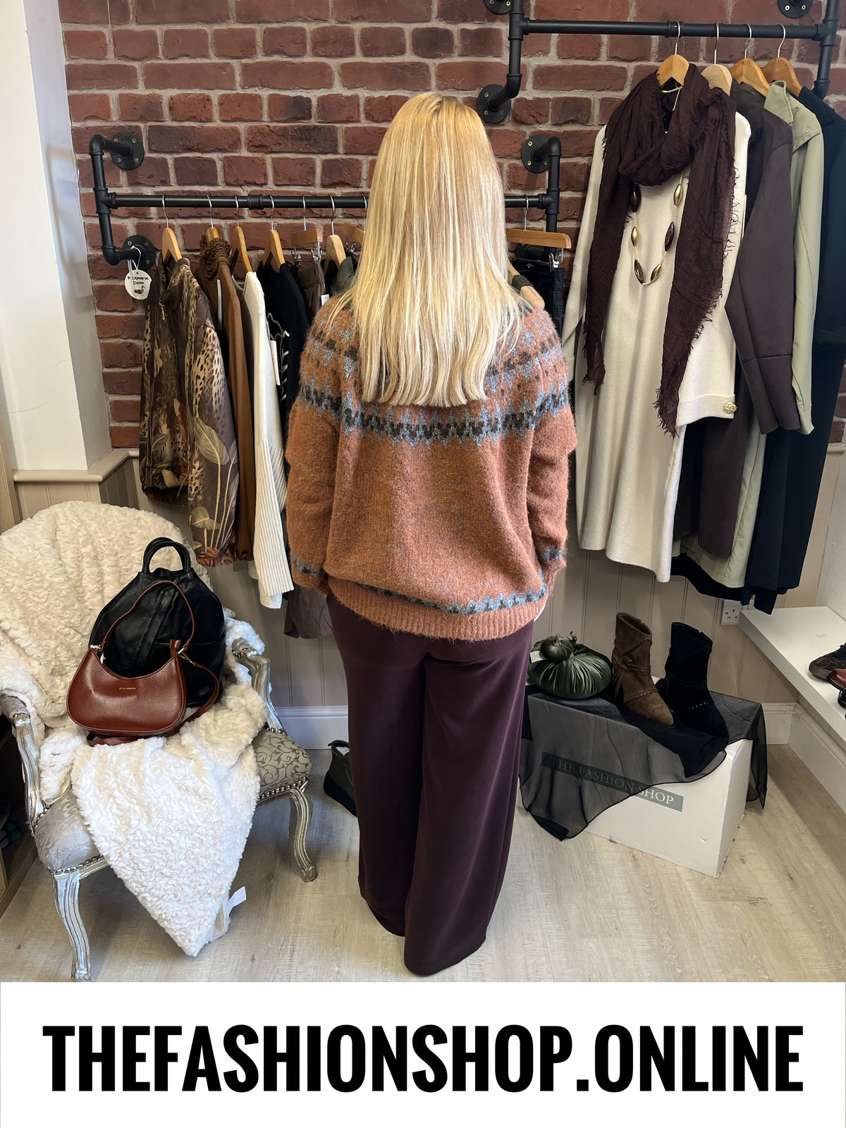 Zelda rust Fair Isle jumper 10-18