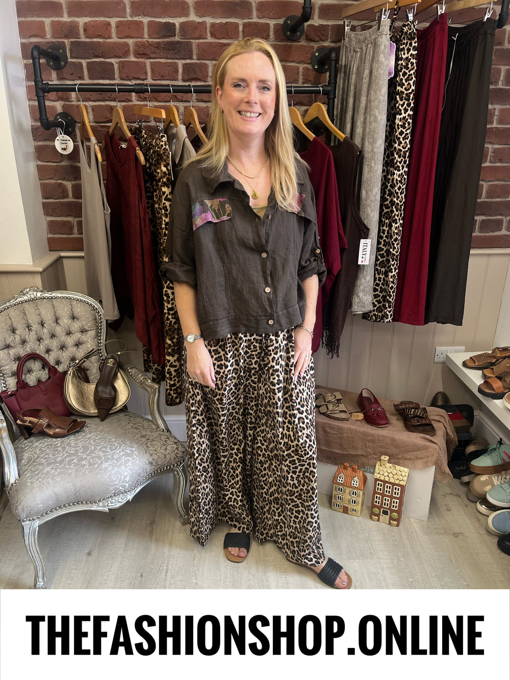Jada leopard print wide leg trousers 12-22