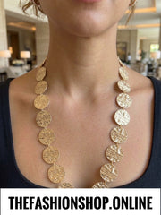 Textured Coin Long Necklace