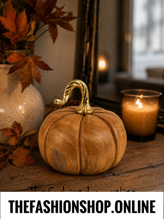 Candlelight Mango Wood Pumpkin Ornament
