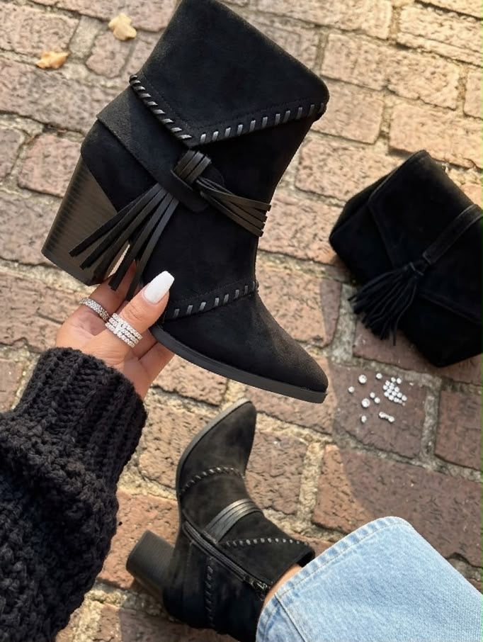 Montana black faux suede Western boots sizes 3-8 (36-41)