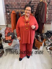 Athena burnt orange soft cowl top 18-24