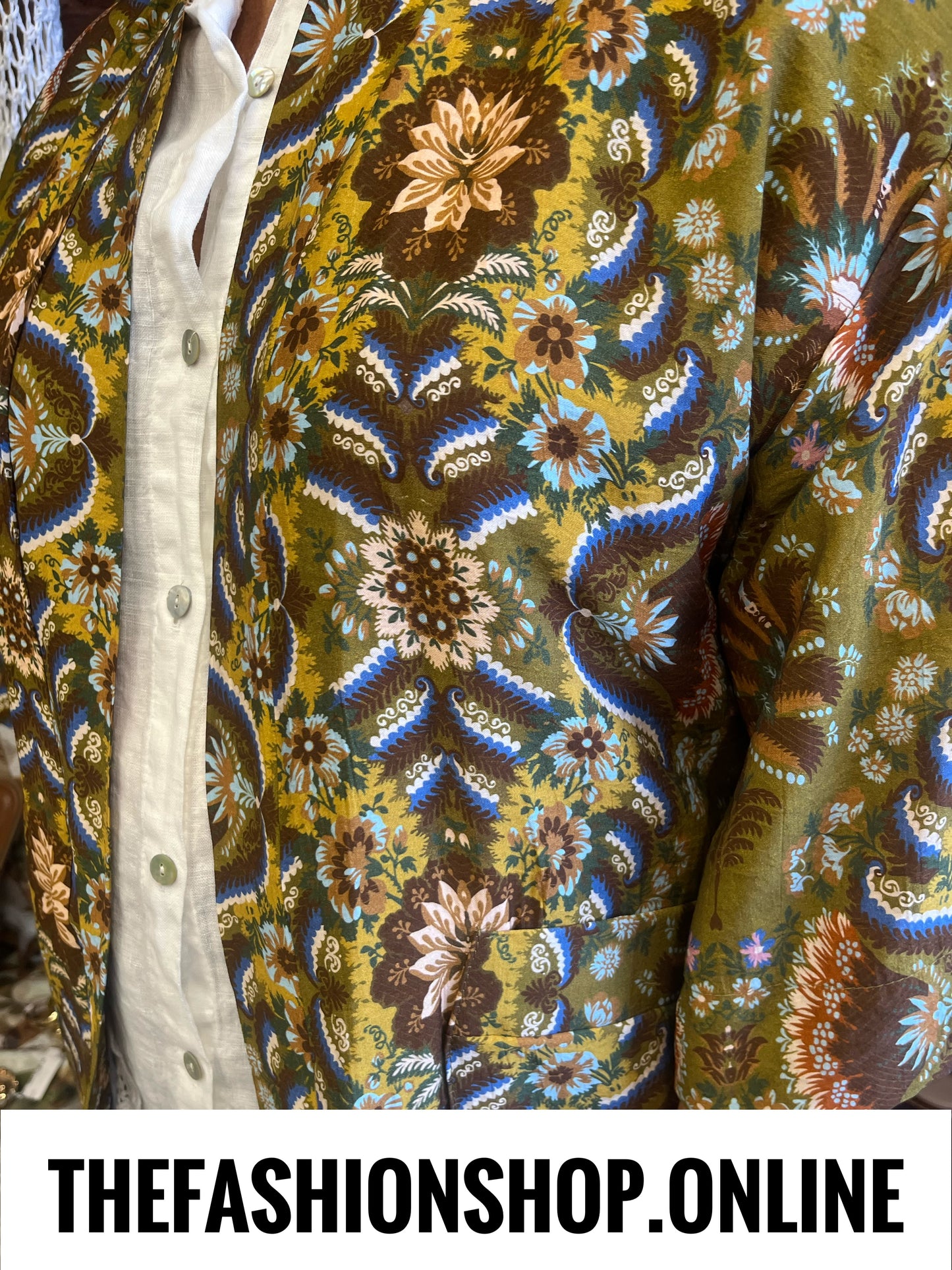 Mandy mustard and olive printed boho jacket 14-20