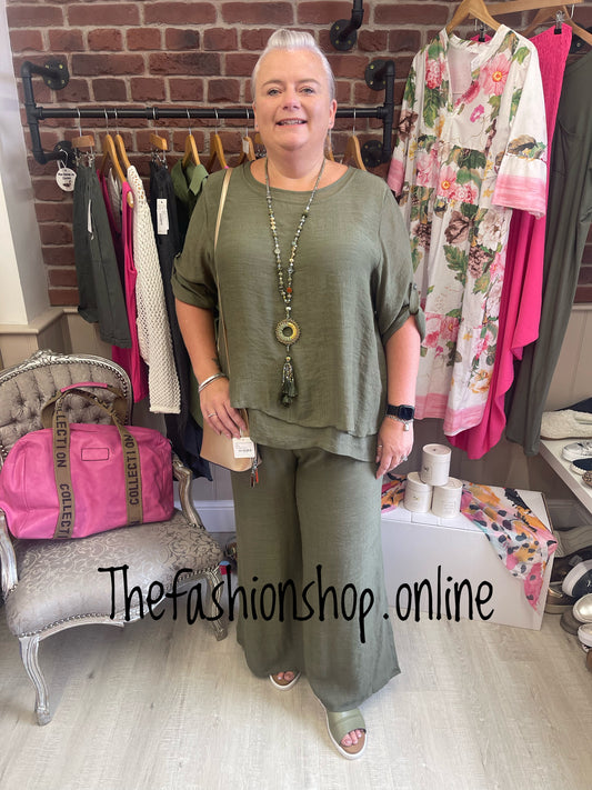 Yasmin khaki floaty co-ord 14-20