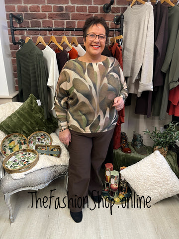 Autumn Khaki Print Jumper 16-22
