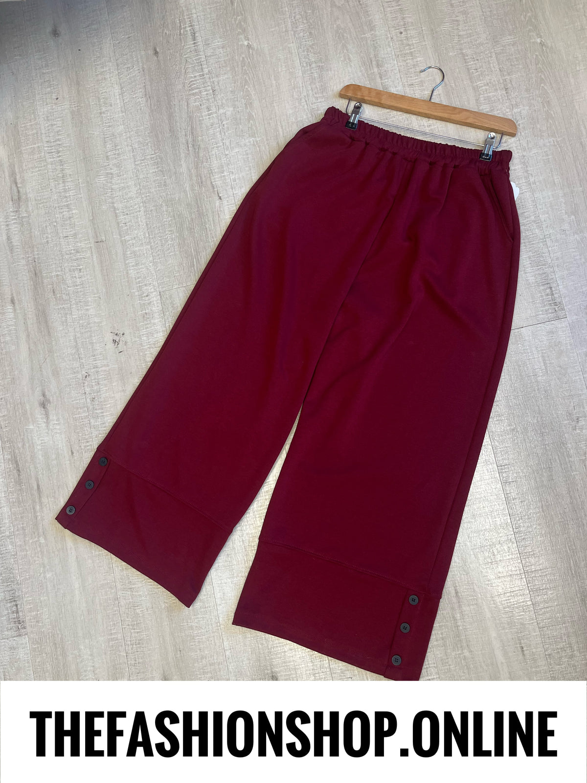 Ella wine button hem trousers 14-22