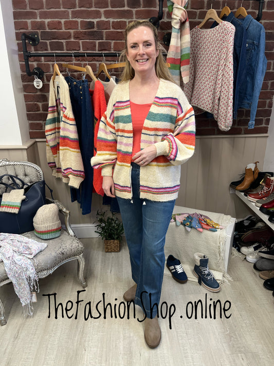 Bethany wool mix striped cardigan sizes 12-14 and 16-18