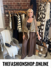 Tammy coffee wide leg trousers 10-22
