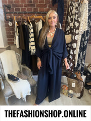 Verity navy tie front shrug 12-22