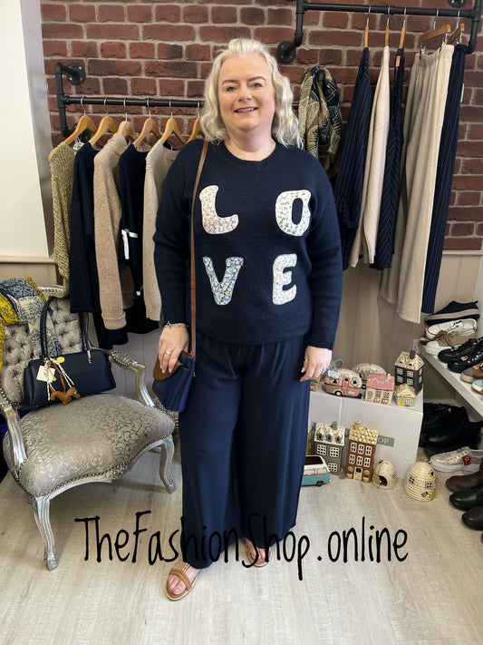 Jamie navy love wool mix jumper 12-18