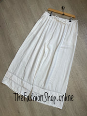 Elsie white wide leg trousers 14-24