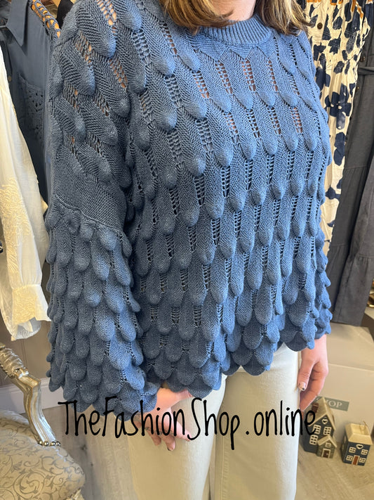 Eloise denim blue petal jumper 8-16