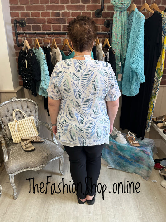 Yasmin blue leaf layered top sizes 16 and 18