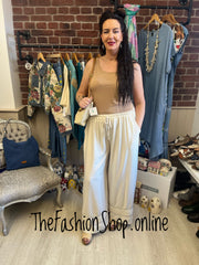Elsie beige wide leg trousers 14-24