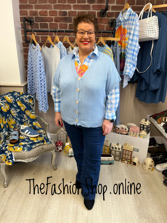 Grace light blue short sleeve cardigan 16-22