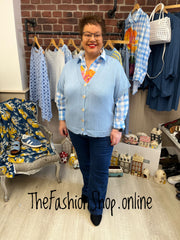 Grace light blue short sleeve cardigan 16-22