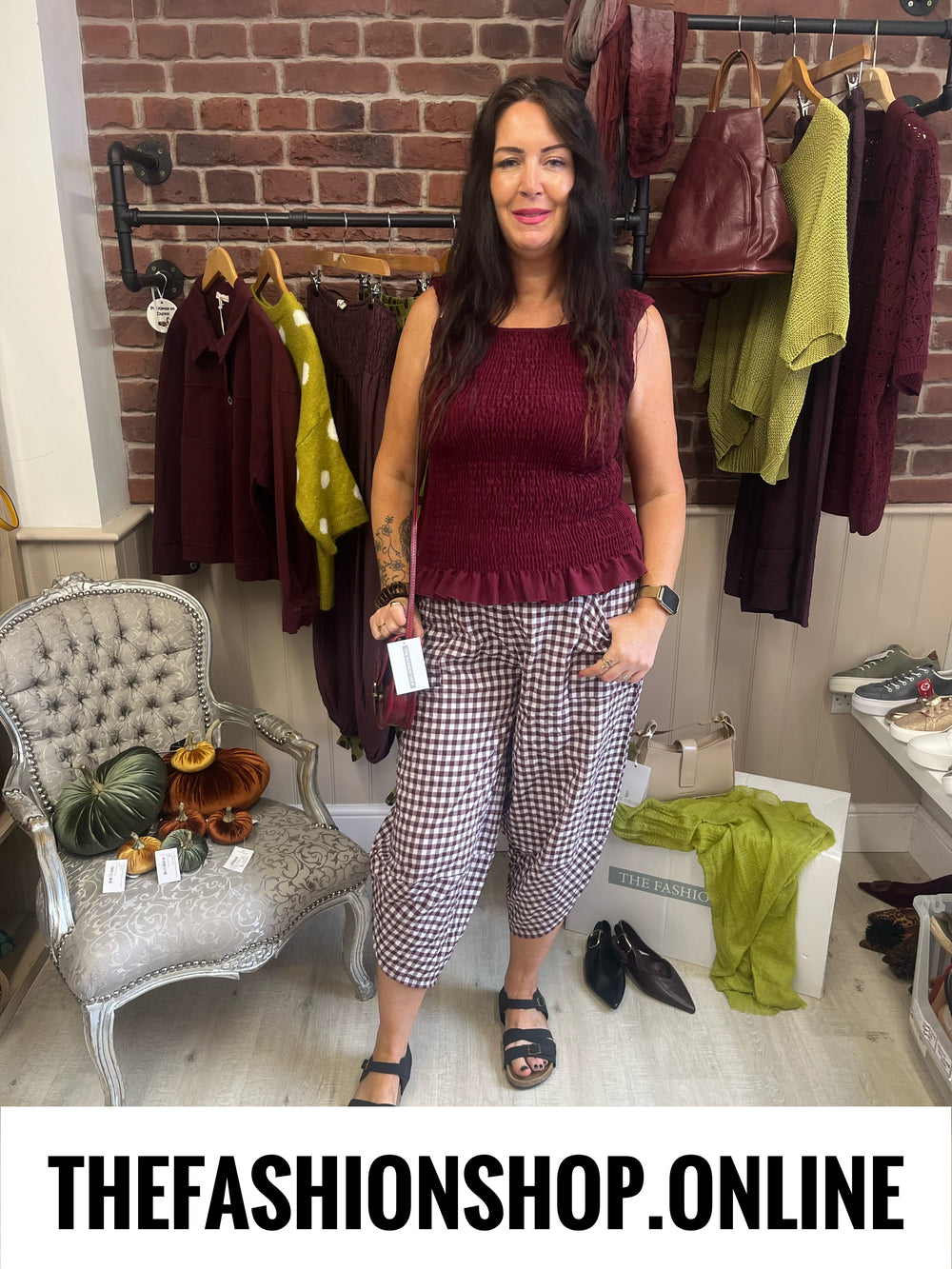 Sadie wine shirred frill top 12-18