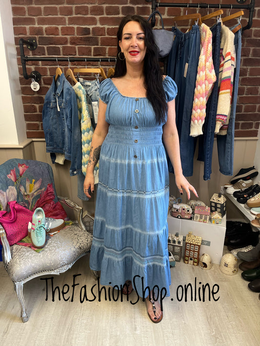 Teresa denim tiered gypsy dress 8-16