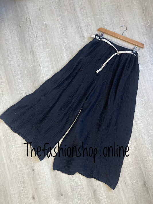 Connie textured black trousers with belt 10-18