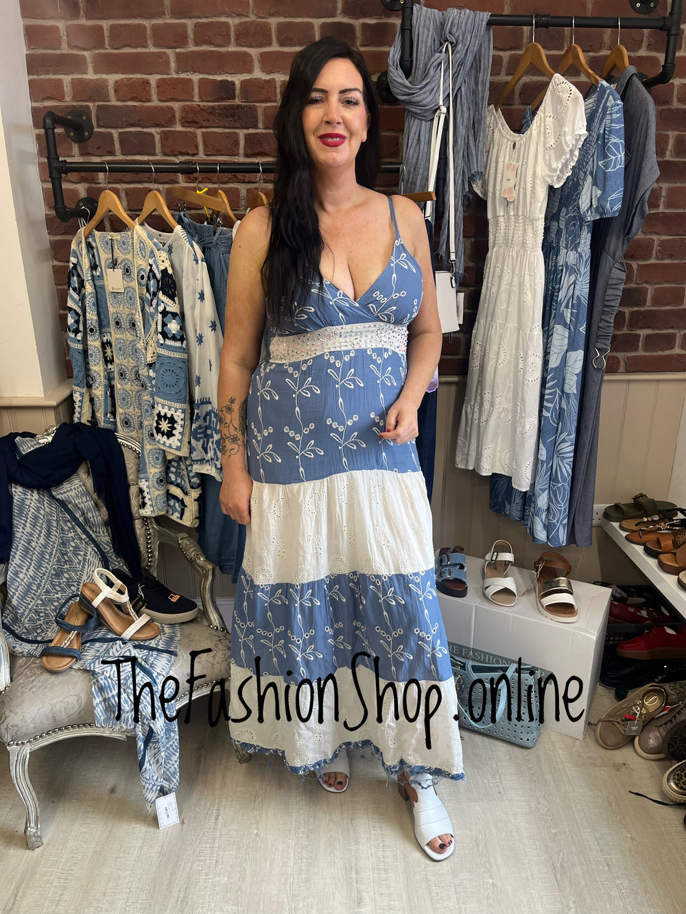 Embroidered tiered maxi dress sizes 10-16