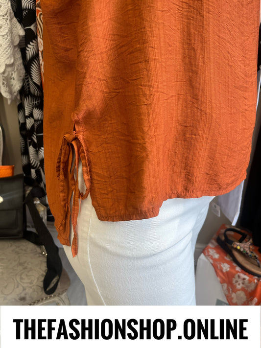 Zuri cinnamon side tie top 8-14