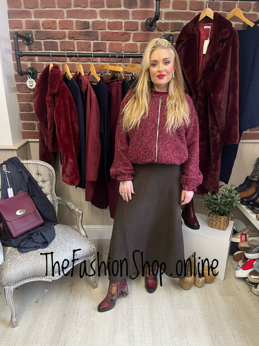 Carolyn wine boucle bomber jacket 8-14