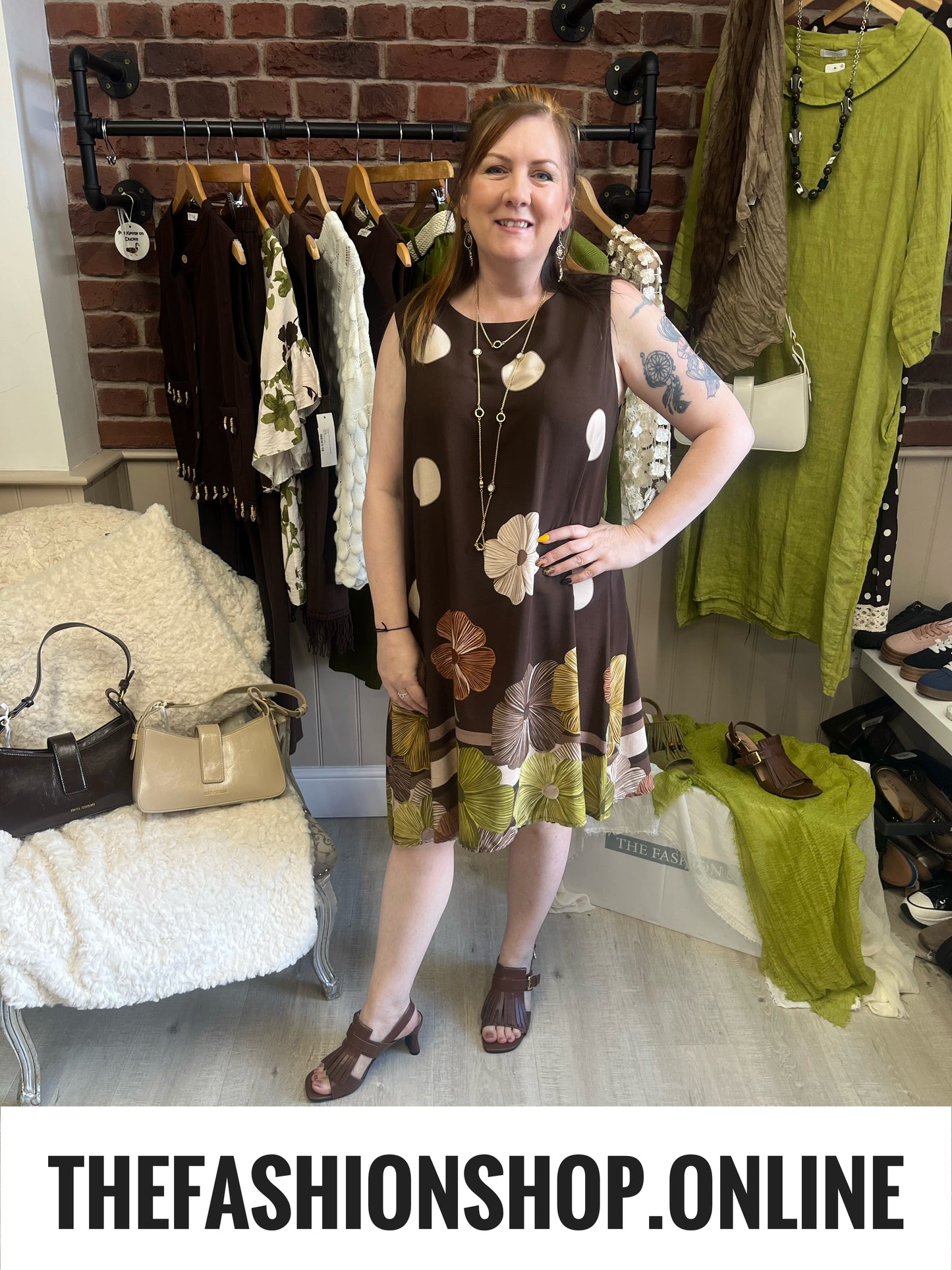 Rosie brown floral shift dress 8-14